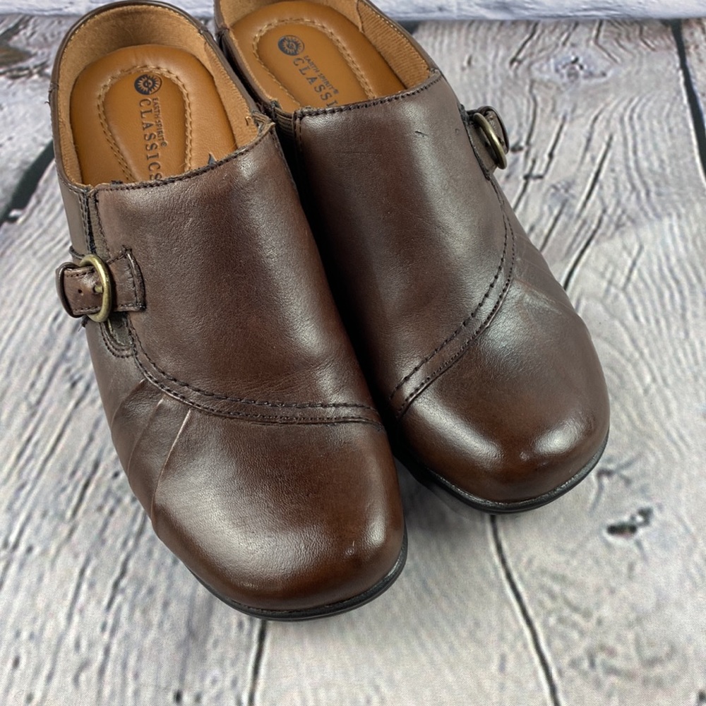 NWT: EARTH SPIRIT CLASSICS Brown Leather Mules - Picture 16 of 17